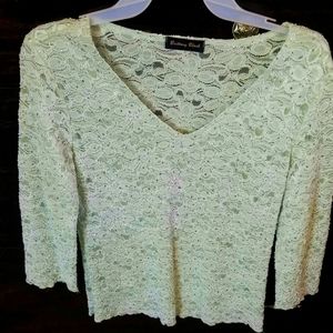 Brittany Black mint green sparkly women's top